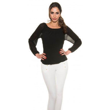 BLUSA CHIFFON PRETA VITORIA