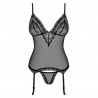 OBSESSIVE 820-COR CORSET AND THONG BLACK