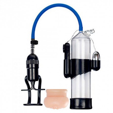 BOMBA PARA O P&Eacute;NIS VIBRAT&Oacute;RIA COM MASTURBADOR FINGER TOUCH SENSE TRANSPARENTE