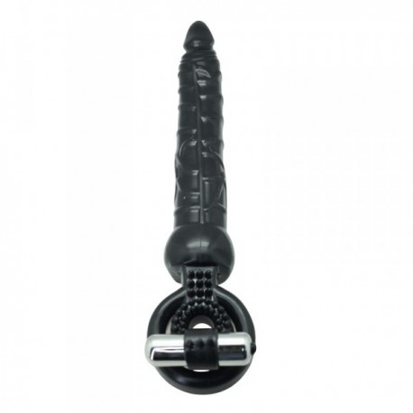 ANEL VIBRAT&Oacute;RIO COM DILDO TIMELESS 2 STABS PRETO