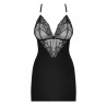 OBSESSIVE 828-CHE CHEMISE AND THONG BLACK