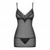 OBSESSIVE 852-CHE CHEMISE AND THONG BLACK
