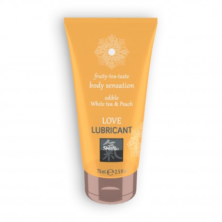 LUBRIFICANTE BEIJ&Aacute;VEL LOVE FRUITY TEA COM SABOR A CH&Aacute; BRANCO E P&Ecirc;SSEGO SHIATSU 75ML