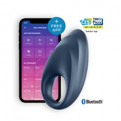 SATISFYER POWERFUL ONE RING VIBRATING RING WITH APP AND BLUETOOTH BLUE