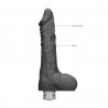 VIBRADOR REAL&Iacute;STICO 9" COM TEST&Iacute;CULOS REALROCK PRETO