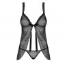 OBSESSIVE 877-BAB CHEMISE AND THONG BLACK