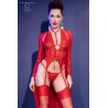 CR-4419 CORSET AND THONG RED