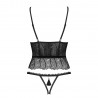 OBSESSIVE ROMANESA CORSET AND THONG BLACK