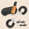 D&Eacute;SIR NOIR ENSEMBLE DE MENOTTES + MASQUE DE NUIT EN SATIN ET LUBRIFIANT EFFET CHAUFFANT CRUSHIOUS