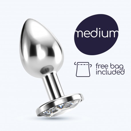 PLUG ANAL JOIA BIJOU TRANSPARENTE M&Eacute;DIO CRUSHIOUS COM BOLSA AVELUDADA GR&Aacute;TIS