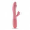 VIBRADOR RECARGABLE CON ESTIMULADOR DE CL&Iacute;TORIS BLOSSOMS ROSA PASTEL Y LUBRICANTE DE BASE AGUA INCLUIDO CRUSHIOUS