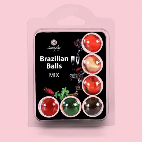 BOLAS LUBRIFICANTES BEIJ&Aacute;VEIS BRAZILIAN BALLS MULTISABORES 6 X 4GR