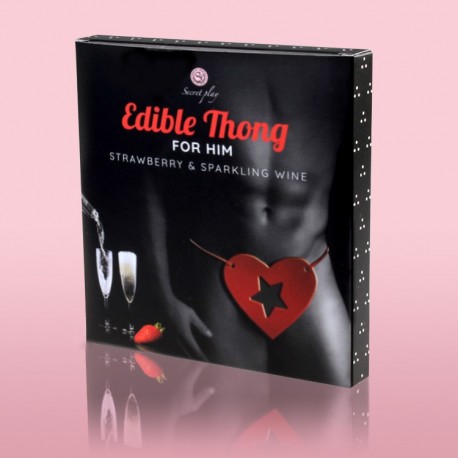 TANGA MASCULINA COMEST&Iacute;VEL CHAMPANHE COM MORANGO