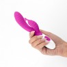 VIBRADOR CON ESTIMULADOR DE CL&Iacute;TORIS GUMMIE MORADO Y LUBRICANTE DE BASE AGUA INCLUIDO CRUSHIOUS