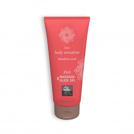SHIATSU STRAWBERRY FLAVOURED MASSAGE AND GLIDE GEL 2IN1 200ML