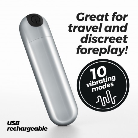 IMOAN BALA VIBRAT&Oacute;RIA RECARREG&Aacute;VEL PRATEADA CRUSHIOUS