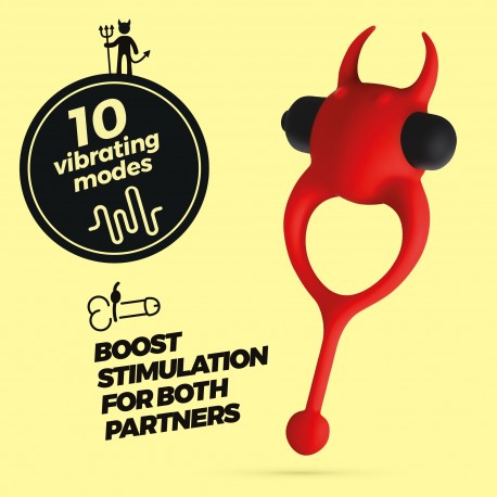 DAEMON ANILLO DE PENE CON VIBRACI&Oacute;N ROJO CRUSHIOUS