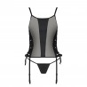 CORSET ET STRING MALWIA NOIR TAILLE REINE PASSION