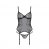 CORSET ET STRING LEAFA NOIR ECO COLLECTION PASSION