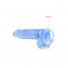 DILDO REALISTA COM TEST&Iacute;CULOS CRYSTAL CLEAR 6 /15 CM AZUL REALROCK