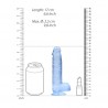 DILDO REALISTA COM TEST&Iacute;CULOS CRYSTAL CLEAR 6 /15 CM AZUL REALROCK