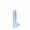 DILDO REALISTA COM TEST&Iacute;CULOS CRYSTAL CLEAR 6 /15 CM AZUL REALROCK