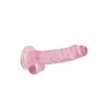 DILDO REALISTA COM TEST&Iacute;CULOS CRYSTAL CLEAR 7 /18 CM ROSA REALROCK