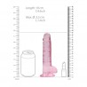 DILDO REALISTA COM TEST&Iacute;CULOS CRYSTAL CLEAR 7 /18 CM ROSA REALROCK