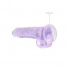 DILDO REALISTA COM TEST&Iacute;CULOS CRYSTAL CLEAR 8 /21CM ROXO REALROCK