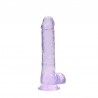 DILDO REALISTA COM TEST&Iacute;CULOS CRYSTAL CLEAR 8 /21CM ROXO REALROCK