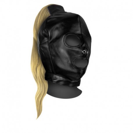 OUCH! EXTREME BLACK MASK WITH BLONDE PONYTAIL 