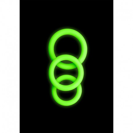 CONJUNTO DE 3 ANILLOS PARA EL PENE GLOW IN THE DARK OUCH!