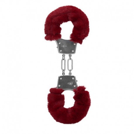 OUCH! FURRY METAL HAND CUFFS RED