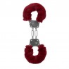 OUCH! FURRY METAL HAND CUFFS RED