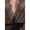 PASSION AMBERLY PEIGNOIR AND THONG BLACK QUEEN SIZE
