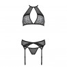 ENSEMBLE 3 PI&Egrave;CES SATARA NOIR EROTIC LINE PASSION