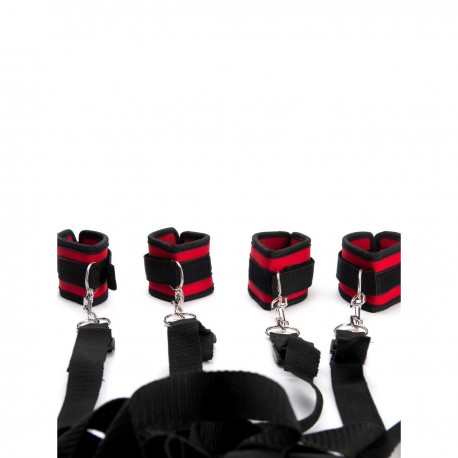 ARGUS TOYS ARGUS FETISH RED BLACK BED RESTRAINT SET