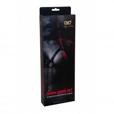 MORDA&Ccedil;A COM ANEL E PIN&Ccedil;AS PARA MAMILOS OPEN WIDE SET ARGUS FETISH ARGUS TOYS