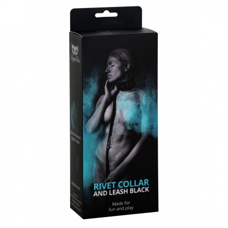 COLLIER ET LAISSE NOIRS RIVET ARGUS TOYS 