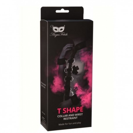 ARGUS TOYS ARGUS FETISH T SHAPE COLLAR AND WIRST RESTRAIN 