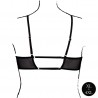 LE D&Eacute;SIR KEYHOLE MESH BRA WITH DOUBLE BACK STRAPS AND ADJUSTABLE SLIDERS BLACK QUEEN SIZE