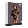 SHIMMERING OPEN-BACK TEDDY WITH PU LEATHER GARTERS BLACK/GOLD GLITTER