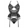 CORS&Eacute; Y TANGA LACE TEMPTATION NEGRO BEAUTY NIGHT FASHION