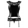 CORS&Eacute; Y TANGA RAVEN SET NEGRO BEAUTY NIGHT FASHION