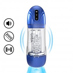 BOMBA DE MASTURBAÇÃO COM SUCÇÃO E VIBRAÇÃO SONICPULL MULTIMEDIA ENHANCED METALLIC BLUE PUMPED