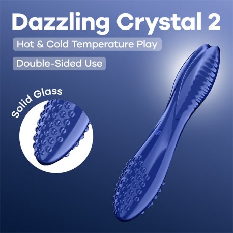 DILDO DE VIDRIO DAZZLING CRYSTAL 2 AZUL SATISFYER