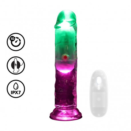 VIBRADOR COM LED E COMANDO LED VIBRATING STRAIGHT COCK 6 / 15 CM REALROCK