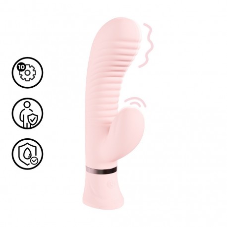 LOVELINE MYSTIQUE RIBBED RABBIT VIBRATOR PINK 