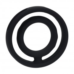ANNEAU POUR PÉNIS ET TESTICULES CLASSIQUE EN SILICONE AVEC STRIE NOIRE LEVELZ 