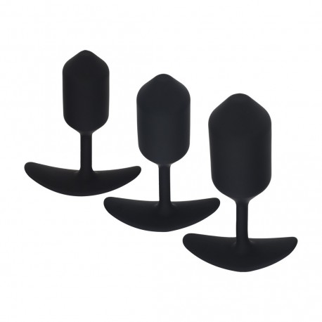 CONJUNTO DE 3 PLUGS ANAIS EM SILICONE COM PESO PRETO LEVELZ 